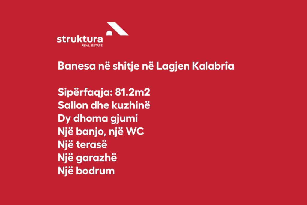 Banesa ne shitje, ne Lagjen Kalabria!
