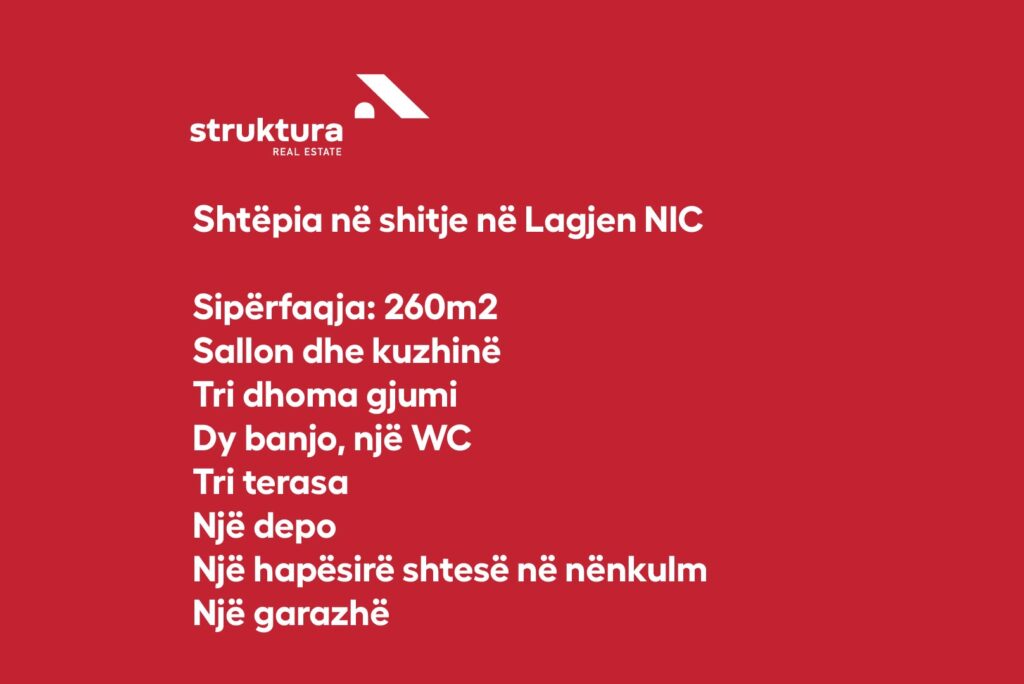 Shtepia ne shitje, ne Lagjen Nic!